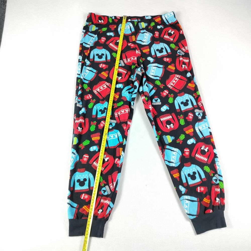 Disney Pajama Pants Youth Large 12-14 Black Fleece Mickey Mouse Christmas Jogger - Picture 4 of 7